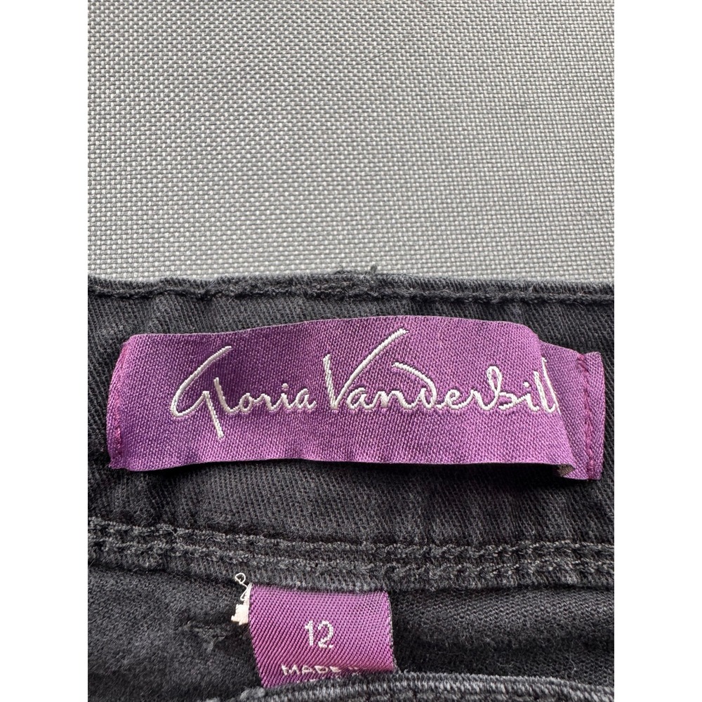 Gloria Vanderbilt Womens Skimmer Black Denim Shorts Cuffed Knee Length Size 12 - Picture 7 of 10